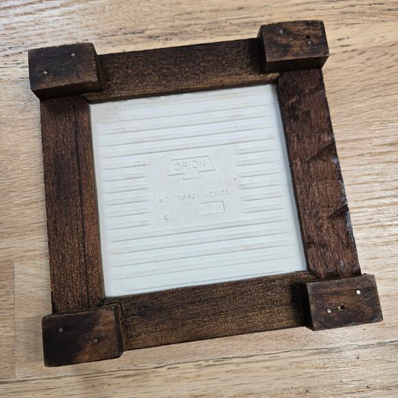 Vintage Handmade Folk Art Tile Wood  Decorative Trivet Orion Mexico Neutral - Picture 6 of 8